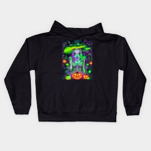 Halloween Cute Spooky Black Witch Kids Hoodie